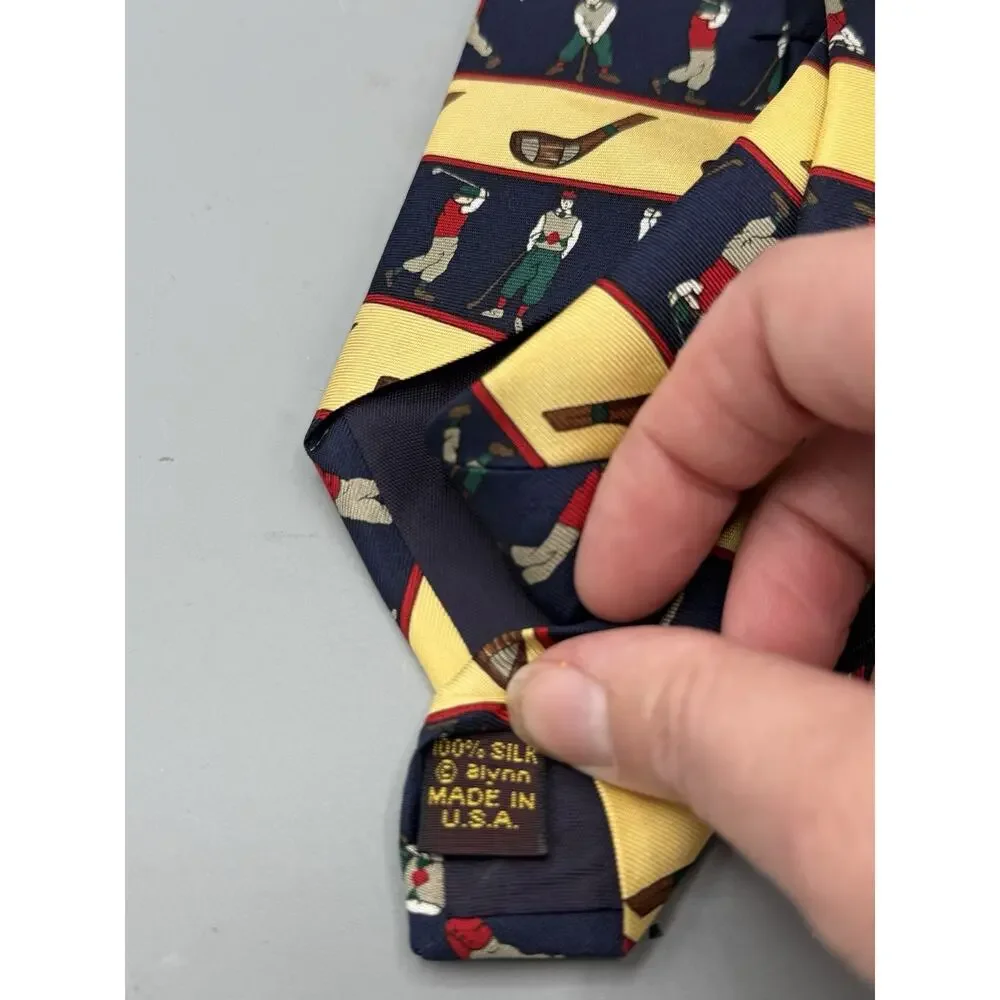 Alynn Neckwear Golf Tie Head Down Follow Through 100% Silk Made USA